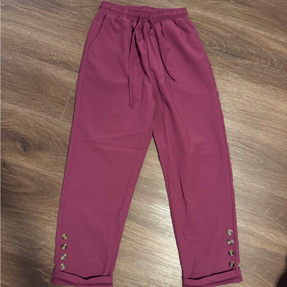 Purple Jogger Pants with Button Detail